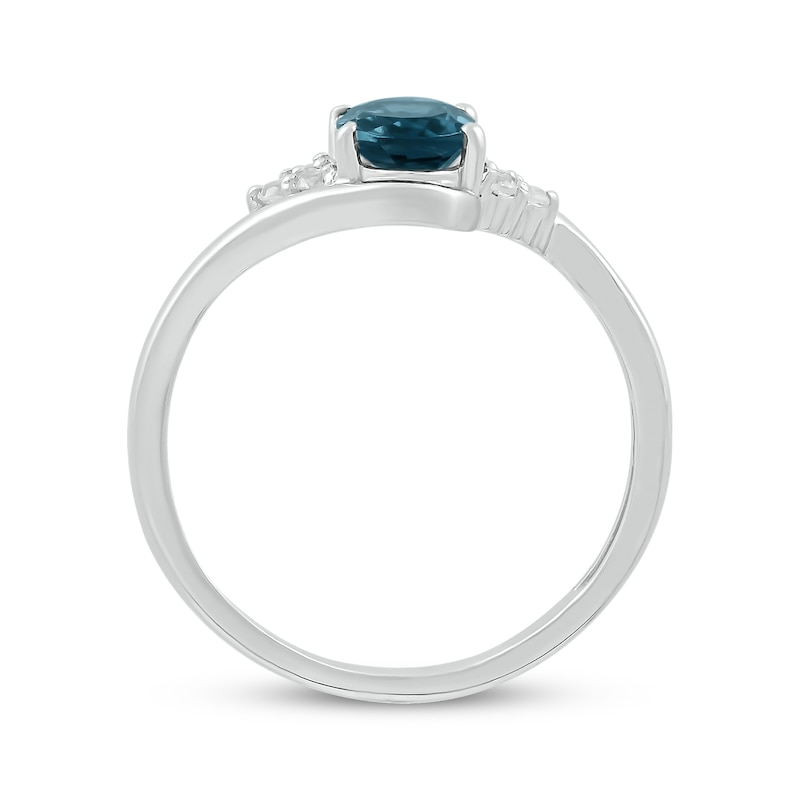 Main Image 2 of Oval-Cut London Blue Topaz & White Lab-Created Sapphire Bypass Ring 10K White Gold