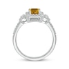 Thumbnail Image 3 of Emerald-Cut Citrine & White Lab-Created Sapphire Ring Sterling Silver