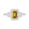 Thumbnail Image 4 of Emerald-Cut Citrine & White Lab-Created Sapphire Ring Sterling Silver
