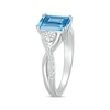Thumbnail Image 2 of Emerald-Cut Swiss Blue Topaz & White Lab-Created Sapphire Ring Sterling Silver