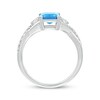 Thumbnail Image 3 of Emerald-Cut Swiss Blue Topaz & White Lab-Created Sapphire Ring Sterling Silver