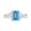 Thumbnail Image 4 of Emerald-Cut Swiss Blue Topaz & White Lab-Created Sapphire Ring Sterling Silver