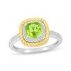 Thumbnail Image 1 of Cushion-Cut Peridot & Diamond Ring 1/10 ct tw Sterling Silver & 10K Yellow Gold