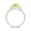Thumbnail Image 3 of Cushion-Cut Peridot & Diamond Ring 1/10 ct tw Sterling Silver & 10K Yellow Gold