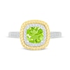 Thumbnail Image 4 of Cushion-Cut Peridot & Diamond Ring 1/10 ct tw Sterling Silver & 10K Yellow Gold