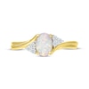 Thumbnail Image 3 of Oval-Cut Opal & Diamond Trios Bypass Ring 1/10 ct tw 10K Yellow Gold