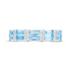 Thumbnail Image 4 of Baguette-Cut Swiss Blue Topaz & White Lab-Created Sapphire Stacked Ring Sterling Silver