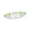 Thumbnail Image 1 of Baguette-Cut Peridot & White Lab-Created Sapphire Stackable Ring Sterling Silver