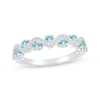 Thumbnail Image 1 of Aquamarine & Diamond Wavy Ring 1/8 ct tw Sterling Silver Size 7