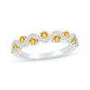 Thumbnail Image 1 of Citrine & Diamond Wavy Ring 1/8 ct tw Sterling Silver Size 7