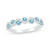 Thumbnail Image 1 of Swiss Blue Topaz & Diamond Wavy Ring 1/8 ct tw Sterling Silver Size 7