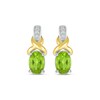 Thumbnail Image 2 of Oval-Cut Peridot & White Lab-Created Sapphire Twist Drop Earrings Sterling Silver & 10K Yellow Gold