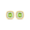 Thumbnail Image 2 of Cushion-Cut Peridot & Diamond Earrings 1/10 ct tw Sterling Silver & 10K Yellow Gold