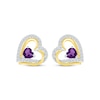 Thumbnail Image 2 of Heart-Shaped Amethyst & White Lab-Created Sapphire Heart Earrings Sterling Silver & 10K Yellow Gold