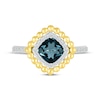 Thumbnail Image 3 of Cushion-Cut London Blue Topaz & White Lab-Created Sapphire Beaded Ring Sterling Silver & 10K Yellow Gold