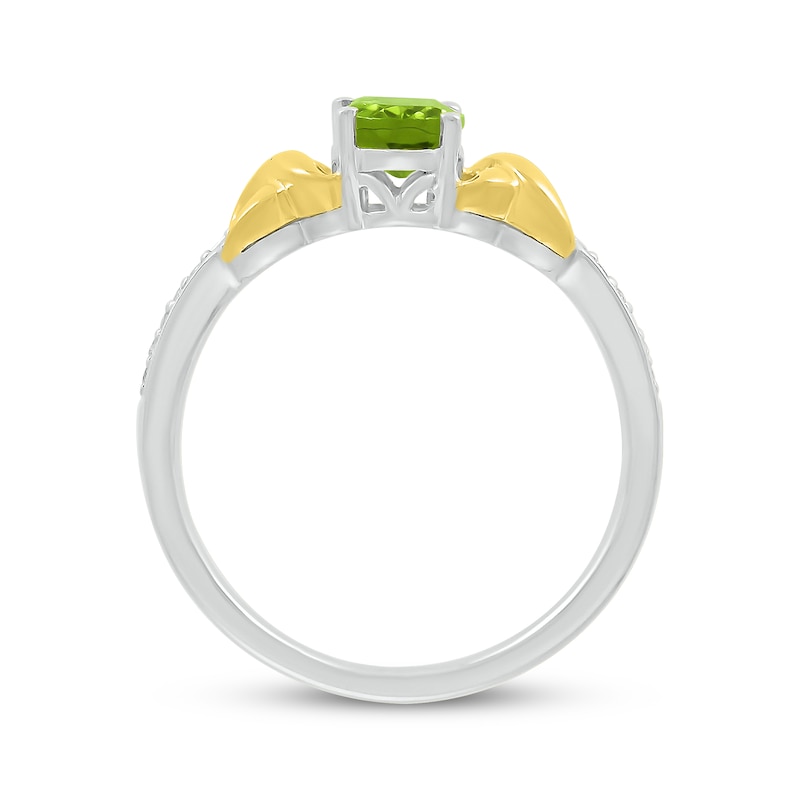 Main Image 2 of Oval-Cut Peridot & White Lab-Created Sapphire XO Ring Sterling Silver & 10K Yellow Gold