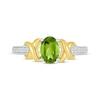 Thumbnail Image 3 of Oval-Cut Peridot & White Lab-Created Sapphire XO Ring Sterling Silver & 10K Yellow Gold
