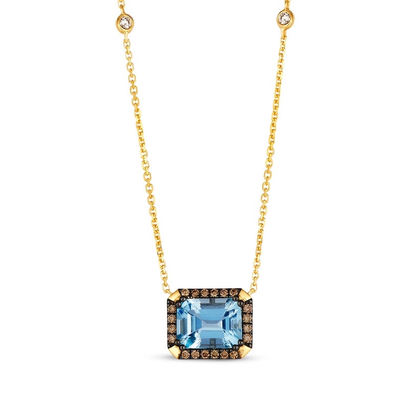 Main Image 1 of Le Vian Aquamarine Necklace 1/4 ct tw Diamonds 14K Honey Gold 19&quot;