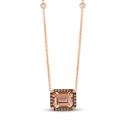 Le Vian Morganite Necklace 1/4 ct tw Diamonds 14K Strawberry Gold 19"