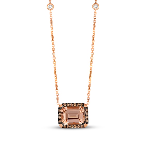 Le Vian Morganite Necklace 1/4 ct tw Diamonds 14K Strawberry Gold 19"