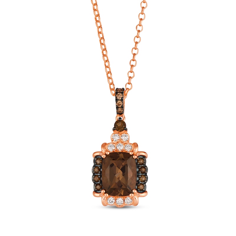 Le Vian Venetian Color on Color Chocolate Quartz Necklace 1/8 ct tw Diamonds 14K Strawberry Gold 19"