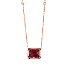 Le Vian Rhodolite Garnet Necklace 1/10 ct tw Diamonds 14K Strawberry Gold 19"