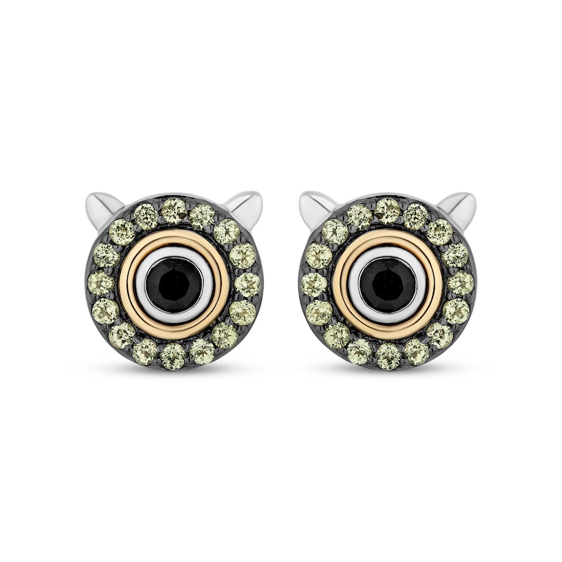 Main Image 2 of Disney Treasures Monsters, Inc. &quot;Mike&quot; Black Onyx & Peridot Eyeball Earrings Sterling Silver & 10K Yellow Gold