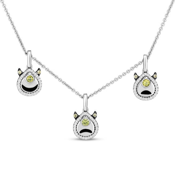 Disney Treasures Monsters, Inc. "Mike" Peridot & Diamond Dangle Necklace 1/5 ct tw Sterling Silver 18"