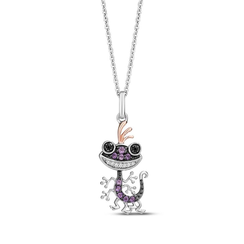 Disney Treasures Monsters, Inc. "Randall" Amethyst & Diamond Accent Necklace Sterling Silver & 10K Rose Gold 19"