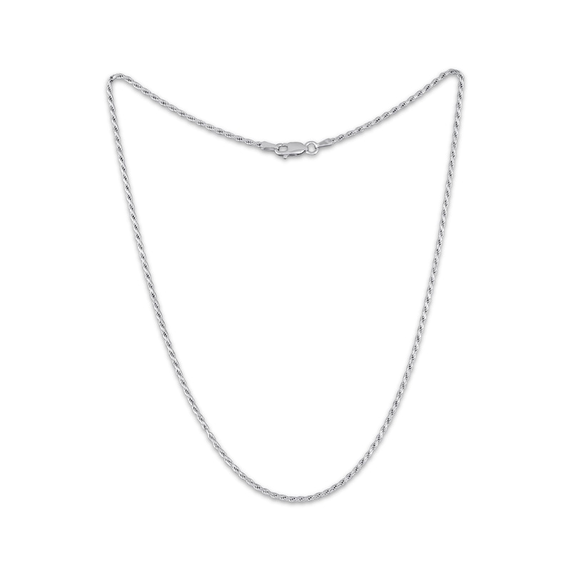 Main Image 2 of Diamond-Cut Rope Chain Necklace Solid Sterling Silver 16&quot;