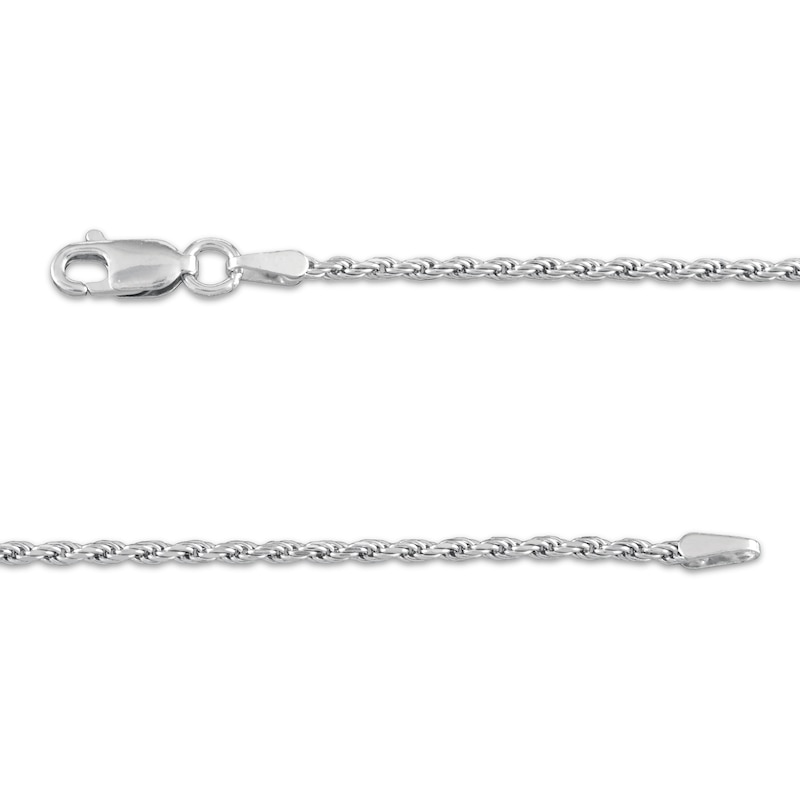 Main Image 3 of Diamond-Cut Rope Chain Necklace Solid Sterling Silver 16&quot;