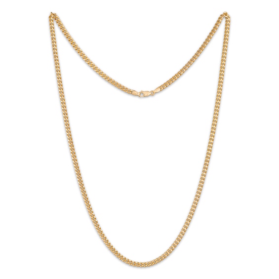 Cuban Curb Chain Necklace Hollow 10K Yellow Gold 22"