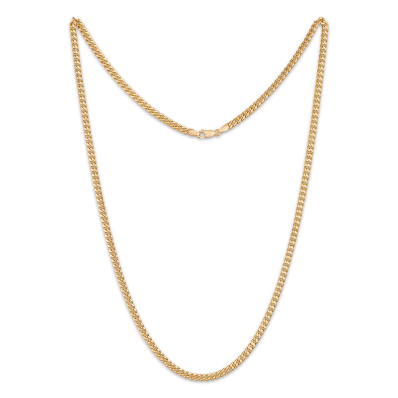 Main Image 1 of Cuban Curb Chain Necklace Hollow 10K Yellow Gold 22&quot;