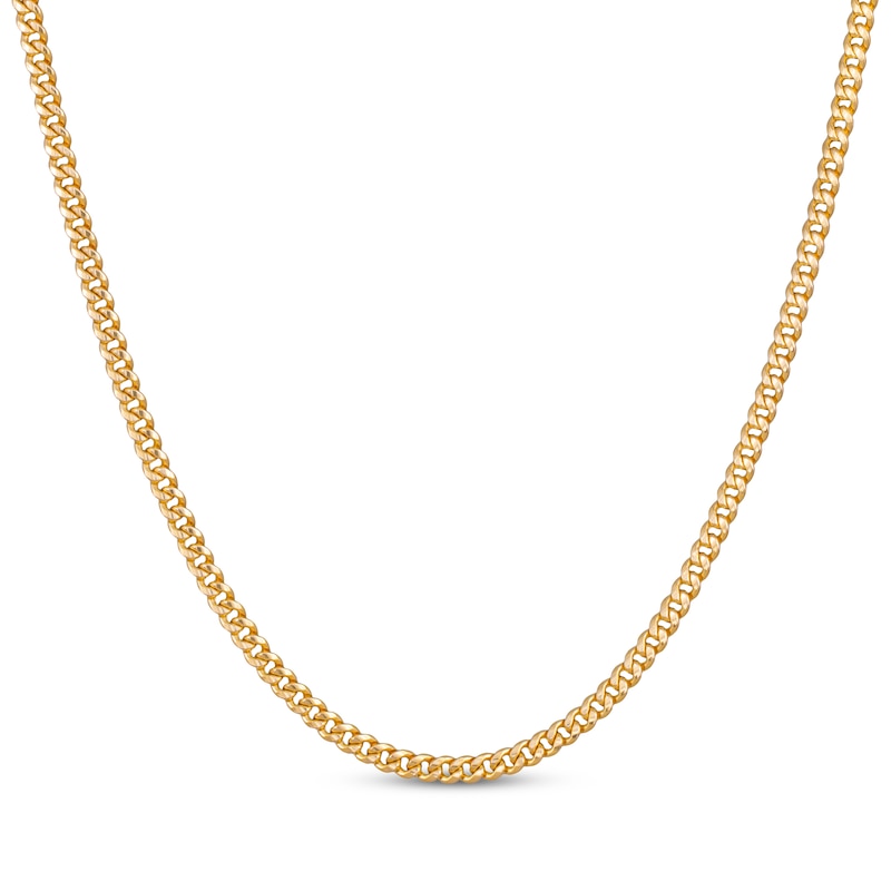 Main Image 2 of Cuban Curb Chain Necklace Hollow 10K Yellow Gold 22&quot;