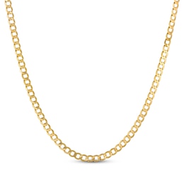 Diamond-Cut Curb Chain Necklace Solid 10K Yellow Gold 24"