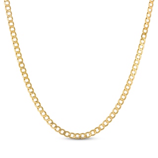 Diamond-Cut Curb Chain Necklace Solid 10K Yellow Gold 24"