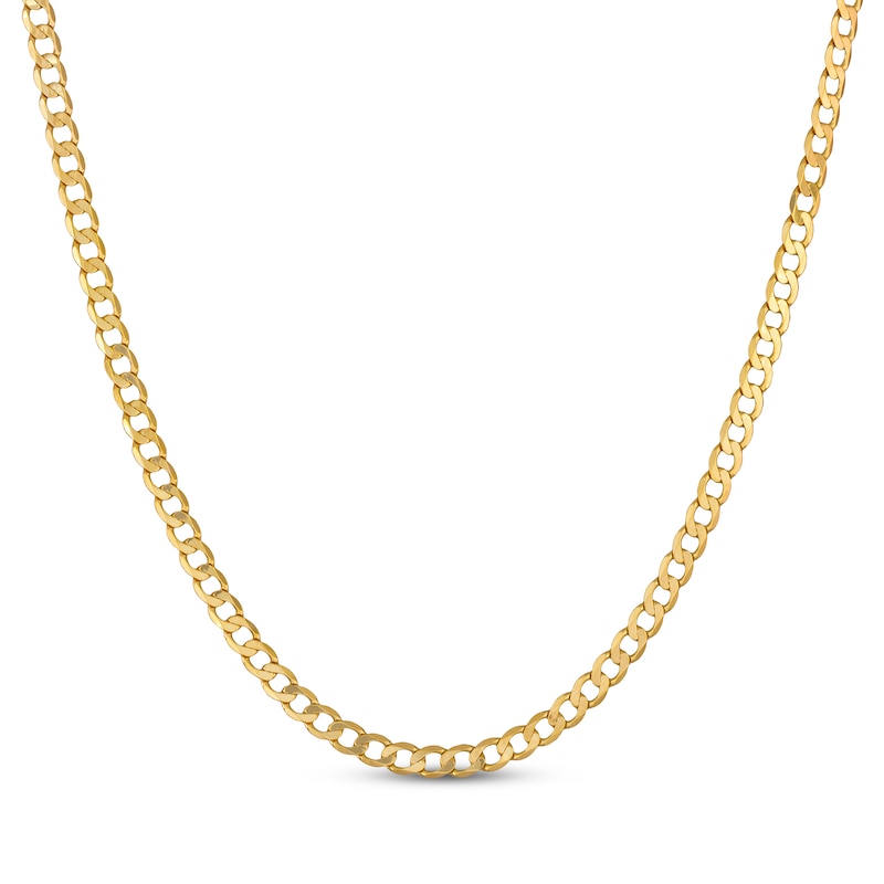 Main Image 1 of Diamond-Cut Curb Chain Necklace Solid 10K Yellow Gold 24&quot;