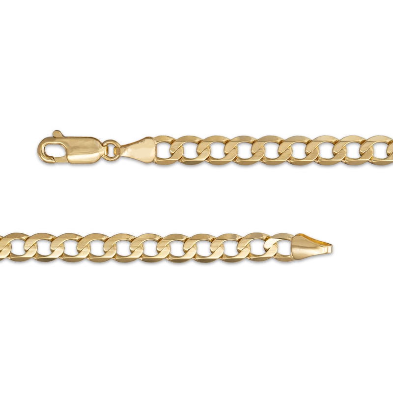Main Image 2 of Diamond-Cut Curb Chain Necklace Solid 10K Yellow Gold 24&quot;