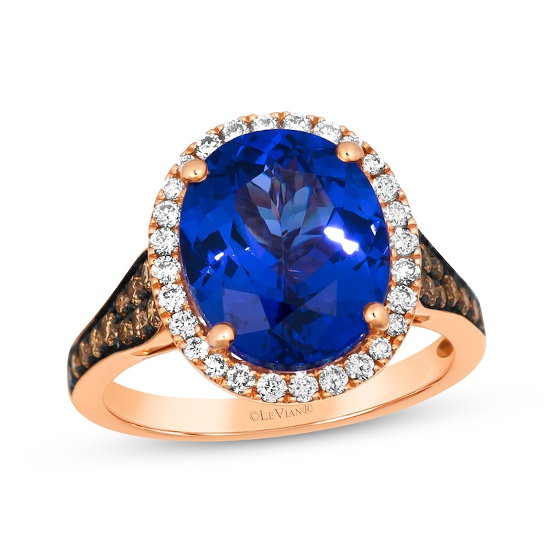 Main Image 1 of Le Vian Oval-Cut Tanzanite Ring 3/4 ct tw Diamonds 14K Strawberry Gold Size 7