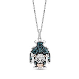 Disney Treasures Monsters, Inc. "Boo & Sulley" Multi-Stone Necklace 1/20 ct tw Sterling Silver & 10K Rose Gold 19"