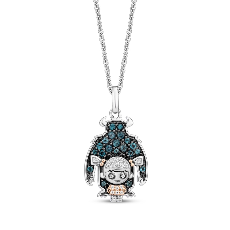 Main Image 1 of Disney Treasures Monsters, Inc. &quot;Boo & Sulley&quot; Multi-Stone Necklace 1/20 ct tw Sterling Silver & 10K Rose Gold 19&quot;