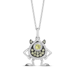 Disney Treasures Monsters, Inc. "Mike" Peridot & Diamond Necklace 1/15 ct tw Sterling Silver 19"
