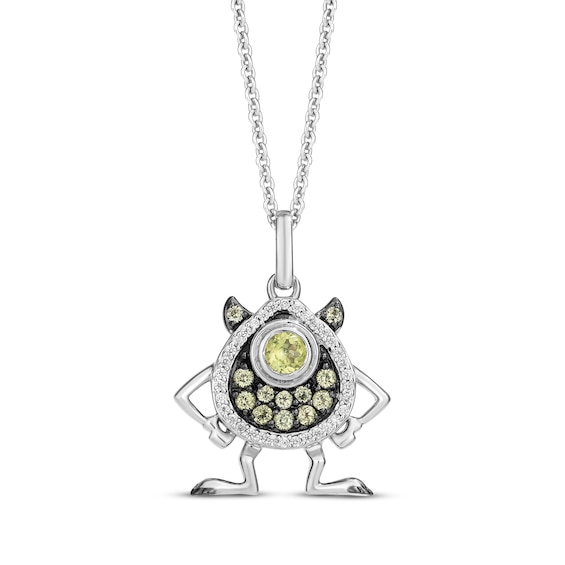 Disney Treasures Monsters, Inc. "Mike" Peridot & Diamond Necklace 1/15 ct tw Sterling Silver 19"
