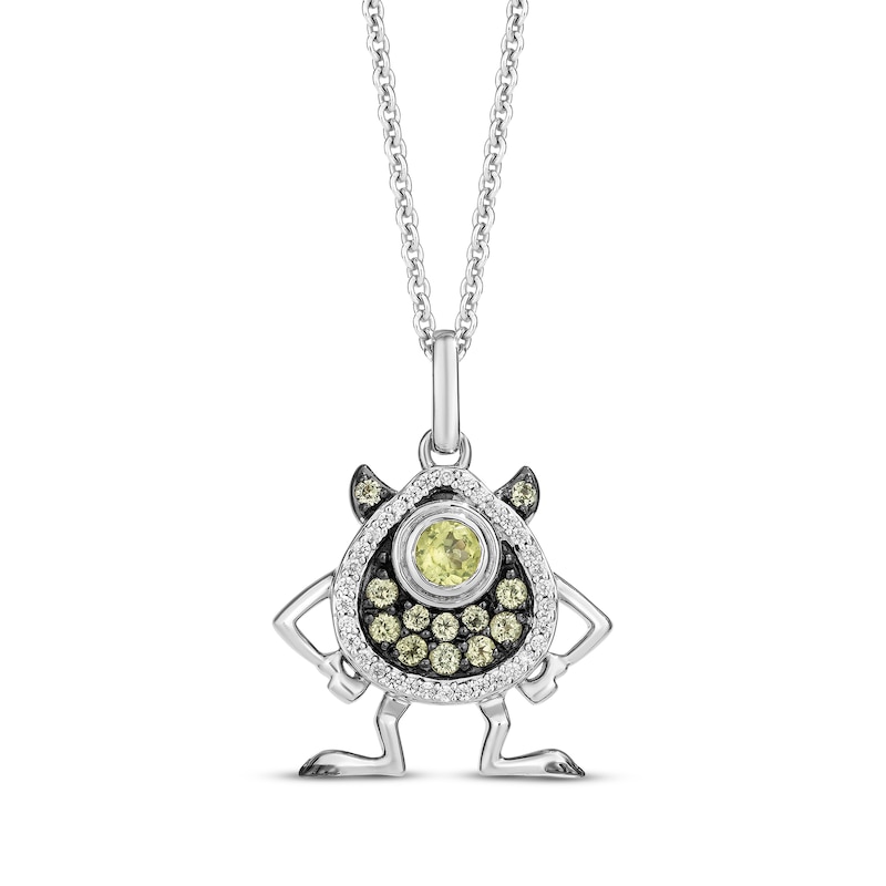 Disney Treasures Monsters, Inc. "Mike" Peridot & Diamond Necklace 1/15 ct tw Sterling Silver 19"
