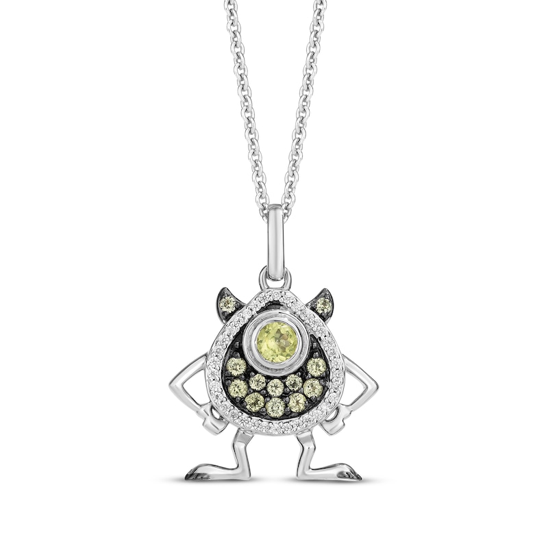 Main Image 1 of Disney Treasures Monsters, Inc. &quot;Mike&quot; Peridot & Diamond Necklace 1/15 ct tw Sterling Silver 19&quot;