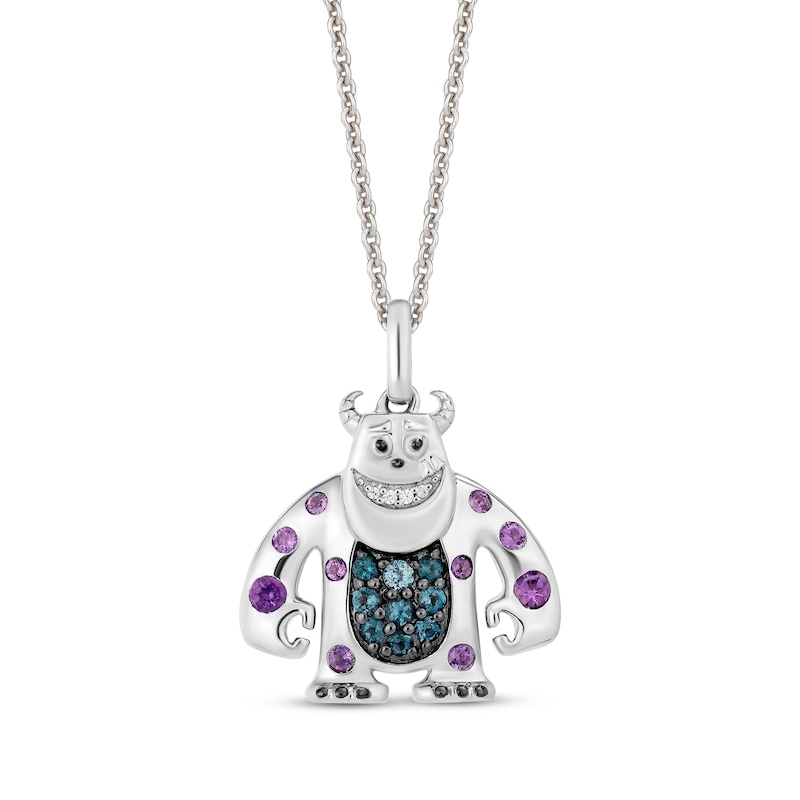 Main Image 1 of Disney Treasures Monsters, Inc. &quot;Sulley&quot; Amethyst, London Blue Topaz & Diamond Accent Necklace Sterling Silver 19&quot;