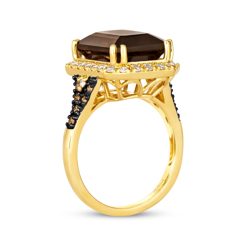 Main Image 3 of Le Vian Vault Chocolate Quartz Ring 1/2 ct tw Diamonds 14K Honey Gold Size 7