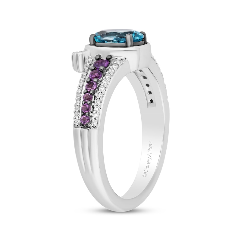 Disney Treasures Monsters, Inc. "Sulley" Oval-Cut Swiss Blue Topaz, Amethyst & Diamond Ring 1/10 ct tw Sterling Silver