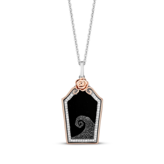 Disney Treasures The Nightmare Before Christmas 30th Anniversary Black Onyx Necklace 1/10 ct tw Diamonds Sterling Silver & 10K Rose Gold