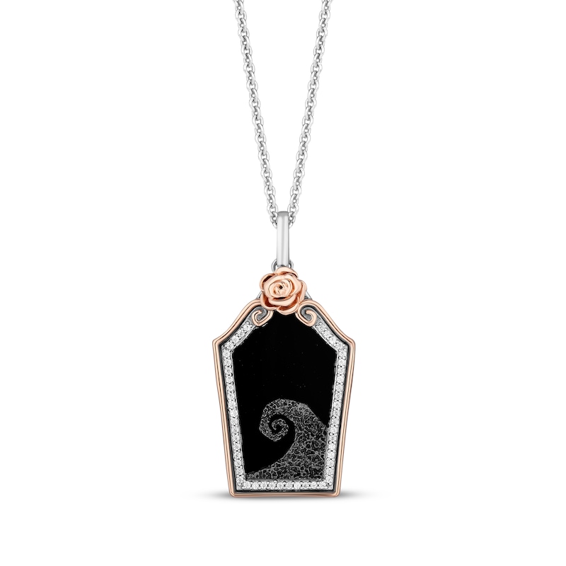 Main Image 1 of Disney Treasures The Nightmare Before Christmas 30th Anniversary Black Onyx Necklace 1/10 ct tw Diamonds Sterling Silver & 10K Rose Gold